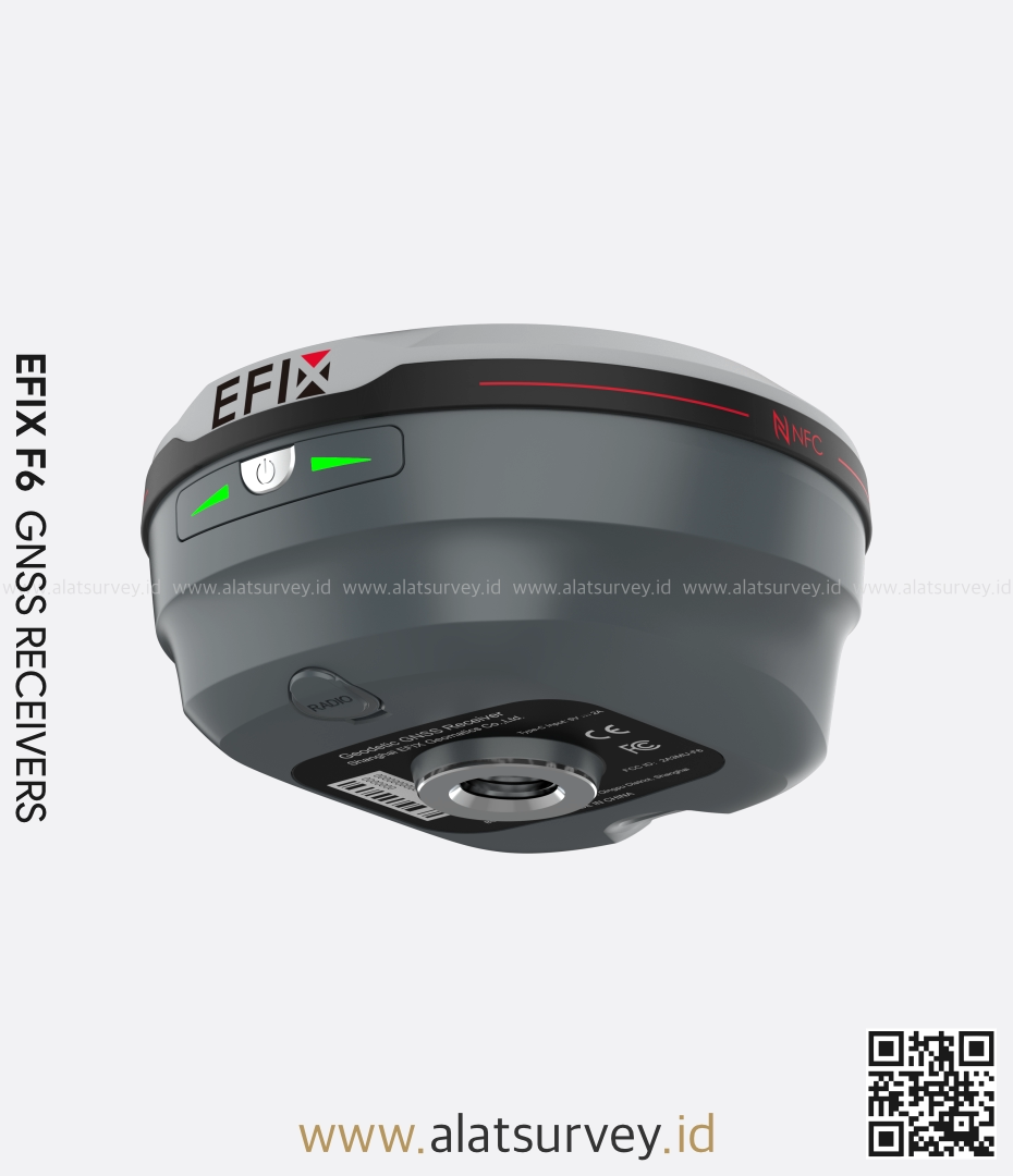 EFIX F6 GNSS RTK Receiver tampak bawah dengan konektor pemasangan