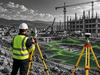 Surveyor Mapping a Digital Construction Site